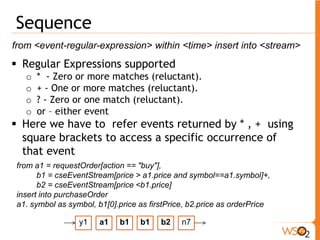 Performance Comparison With ESPER 
Simple filter without window 
from StockTick[prize >6] return symbol, price 
 