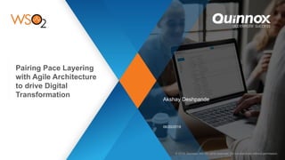 © 2019, Quinnox, Inc. All rights reserved. Do not distribute without permission.
Pairing Pace Layering
with Agile Architecture
to drive Digital
Transformation
Akshay Deshpande
06/20/2019
 