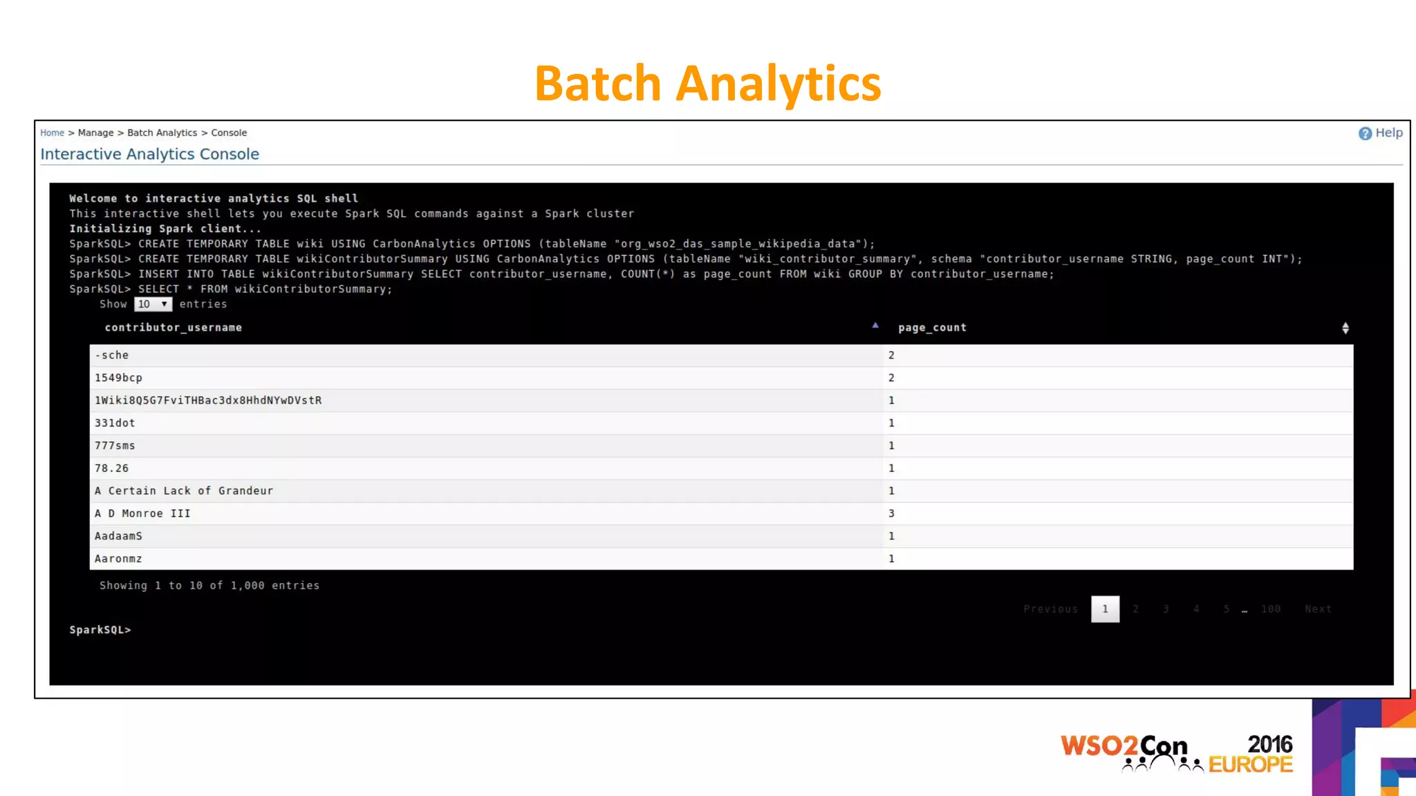 Batch Analytics
 