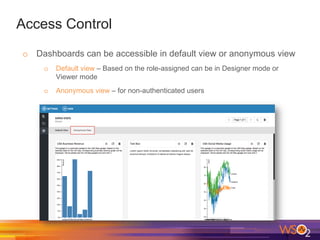 Access Control
o  Dashboards can be accessible in default view or anonymous view
o  Default view – Based on the role-assig...