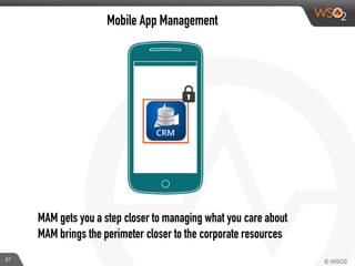 MAM gets you a step closer to managing what you care about
MAM brings the perimeter closer to the corporate resources
Mobile App Management
27
 