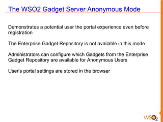 Hundreds of available Gadgets and samples Full personalization of Gadgets  Drag and drop 