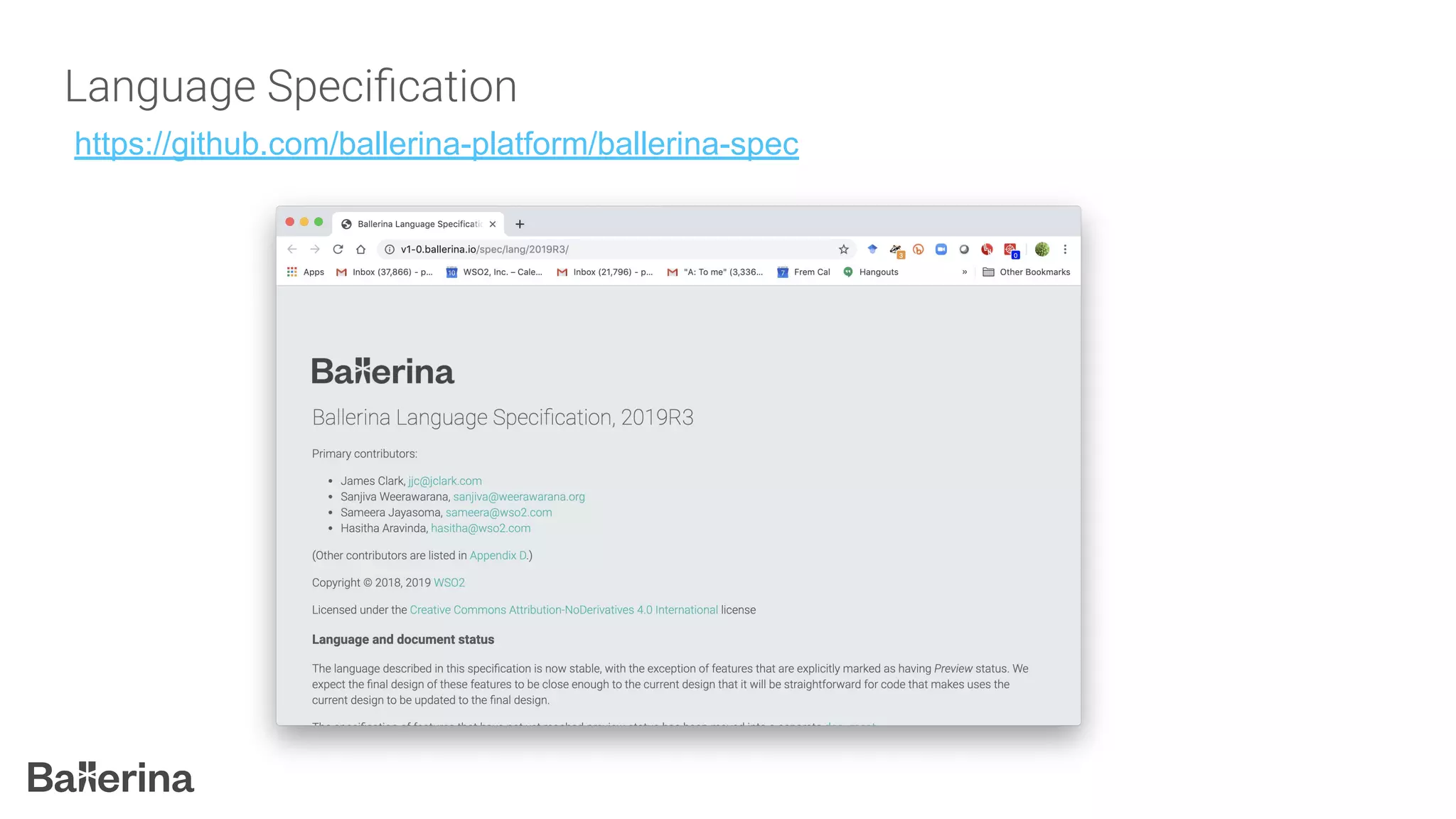 https://github.com/ballerina-platform/ballerina-spec
 