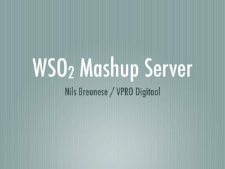 WSO2 Mashup Server
   Nils Breunese / VPRO Digitaal
 