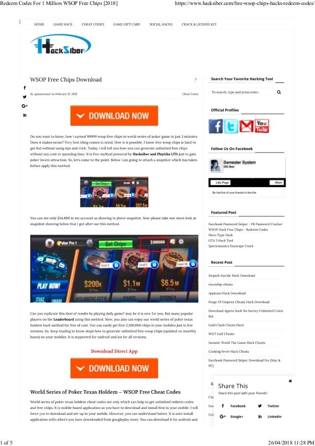 Wsop Free Redeem Codes Wsop Free Redeem Codes