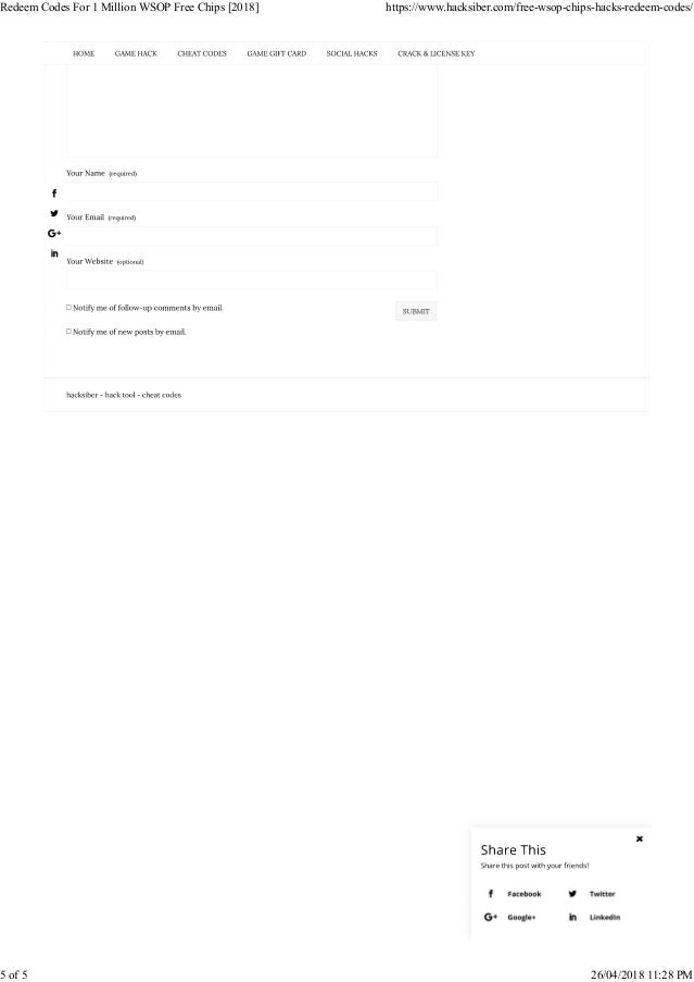 Wsop Free Chips Codes