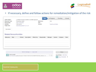 • If necessary, define and follow actions for remediation/mitigation of the risk
Control measures
 