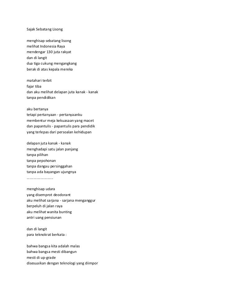 Puisi Tentang Alam Ws Rendra Koleksi Puisi