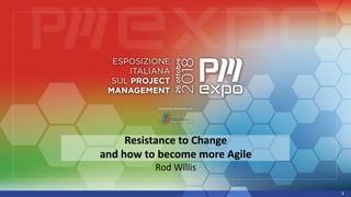 Resistance to Change
and how to become more Agile
Rod Willis
1
 