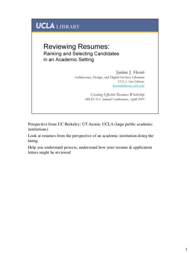 Reviewing Resumes Ranking And Selecting Candidates In An Academic Se