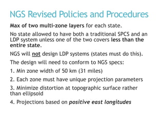 NGS Revised Policies and Procedures
Max of two multi-zone layers for each state.
No state allowed to have both a tradition...