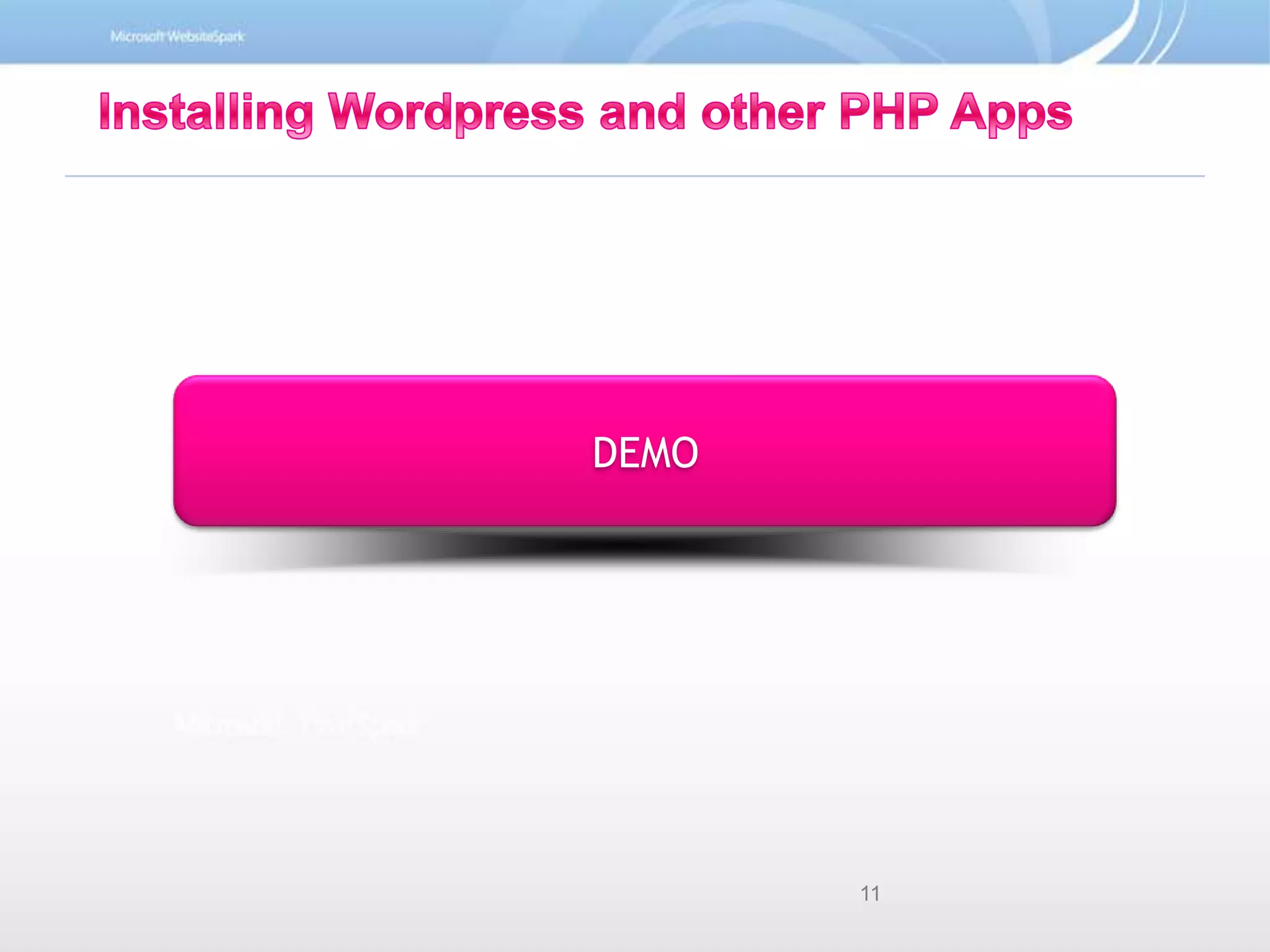 DEMOInstalling Wordpress and other PHP Apps11