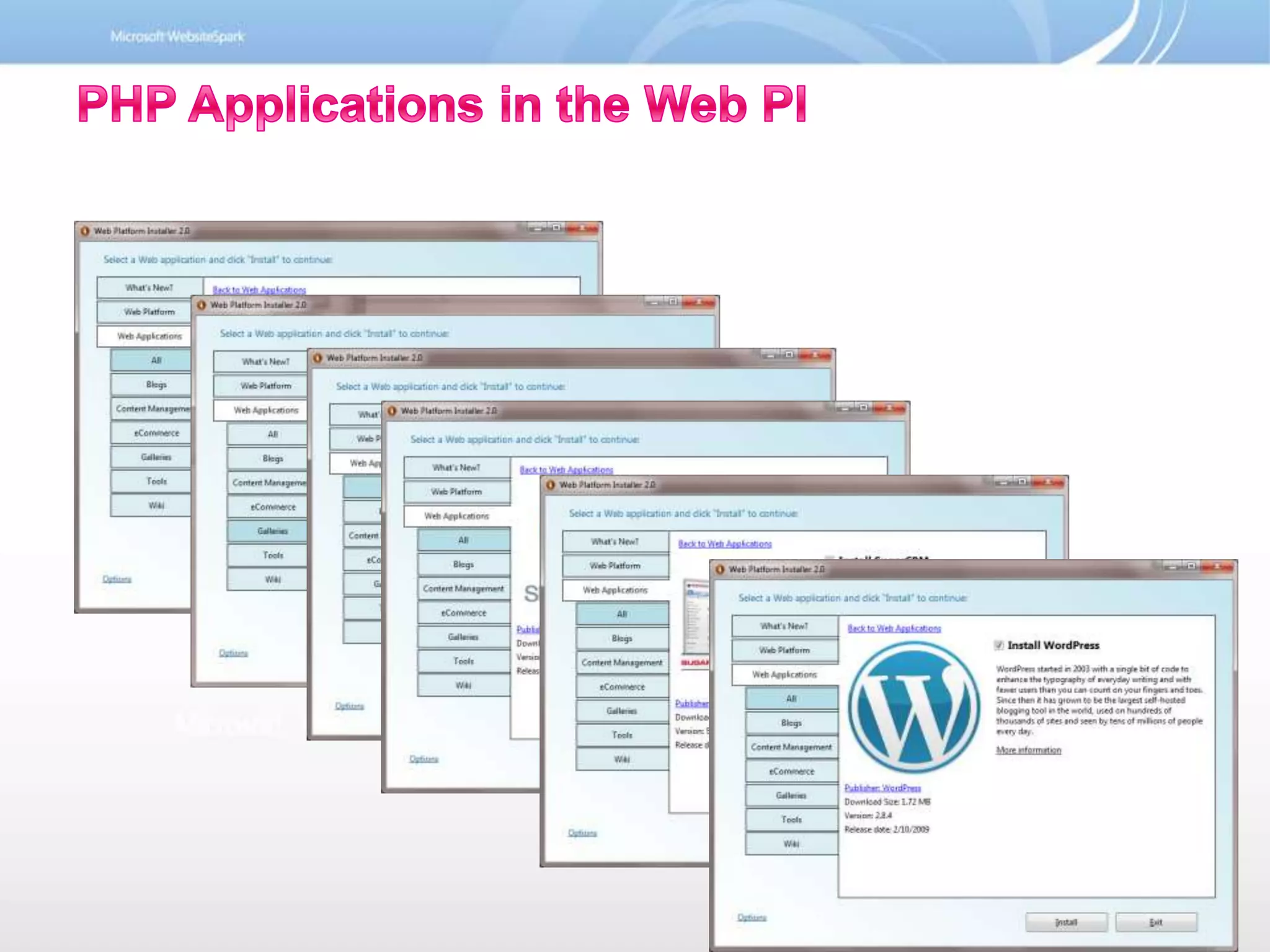 PHP Applications in the Web PI 8
