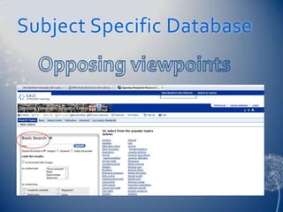 Subject Specific Database
 