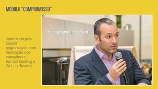 conduzido pelo
Gestor
responsável, com
facilitação dos
consultores
Renato Gosling e
Zé Luiz Tavares.
Módulo“Compromisso”
CaseseBenchmarks|Todosporum
 