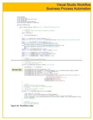 Figure 61. Workflow code.
Visual Studio Workflow
Business Process Automation
 