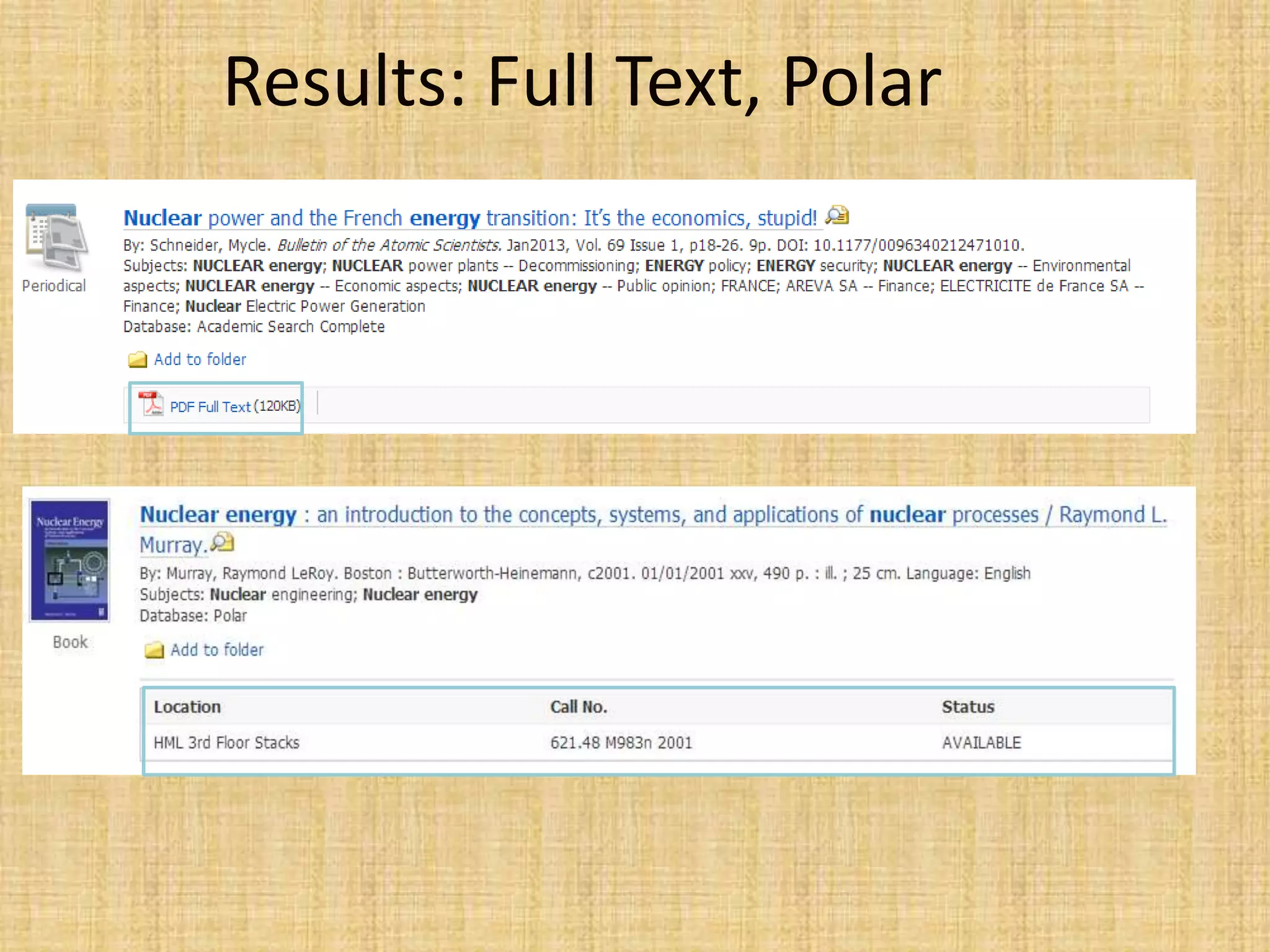 Results: Full Text, Polar
 