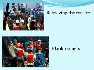 Retrieving the rosette
Plankton nets
 