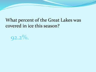 What percent of the Great Lakes was
covered in ice this season?
92.2%.
 