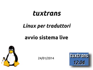 1
tuxtrans
Linux per traduttori
avvio sistema live
24/01/2014
 