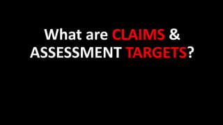 What are CLAIMS &
ASSESSMENT TARGETS?
 