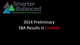 2014 Preliminary
SBA Results in Context
 