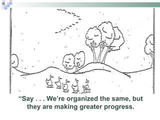 “ Say . . . We’re organized the same, but they are making greater progress. 