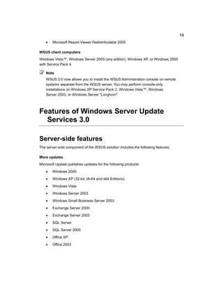 Wsus Overview Wsus30 overview | PDF