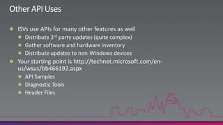 The WSUS Big Red Button‘<<Add this half to the code on the previous page!>>If intUpdateCount = 0 ThenWScript.QuitElse	Set objDownloader = objSession.CreateUpdateDownloader()objDownloader.Updates = objUpdatesToDownloadobjDownloader.Download()	Set objInstaller = objSession.CreateUpdateInstaller()objInstaller.Updates = objUpdatesToDownload	Set installationResult = objInstaller.Install()	Set objSysInfo = CreateObject("Microsoft.Update.SystemInfo")	If objSysInfo.RebootRequired Then		Set objWMIService = GetObject("winmgmts:{impersonationLevel=impersonate,(Shutdown)}!\\localhost\root\cimv2")		Set colOperatingSystems = objWMIService.ExecQuery("Select * from Win32_OperatingSystem")		For Each objOperatingSystem in colOperatingSystemsobjOperatingSystem.Reboot()		Next	End IfEnd If
