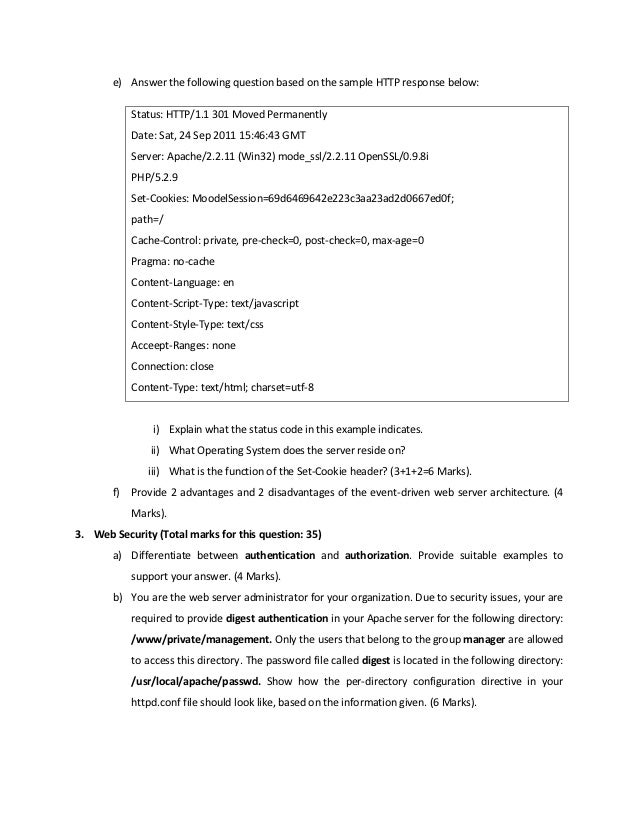 Web Server and Web Technology Exam paper