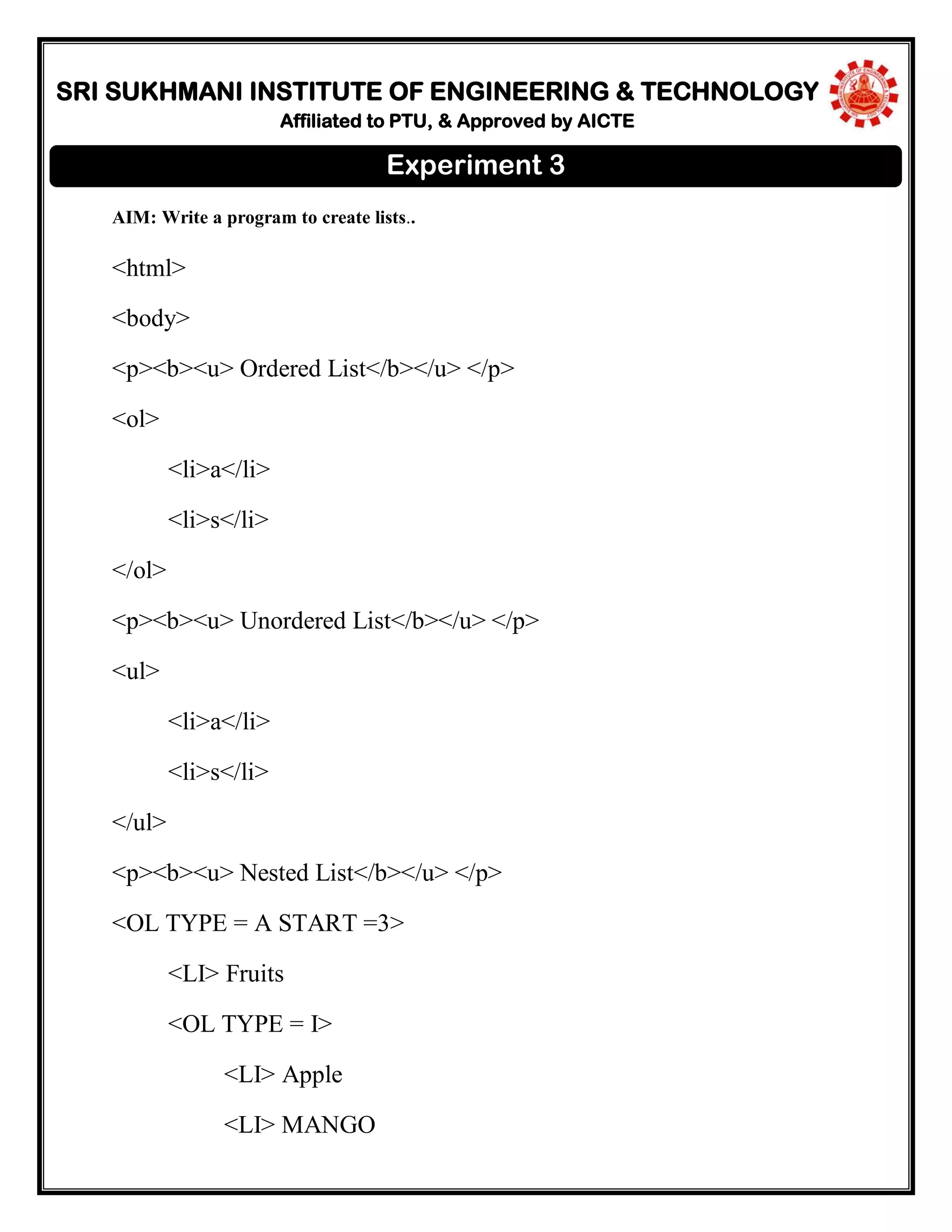 HTML practical file | PDF | Web Development | Internet