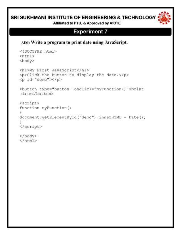 HTML practical file | PDF
