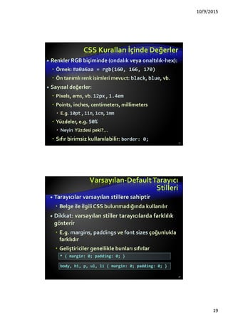 CSS Giriş
Cascading Stylesheets İle
Biçimlendirme
 