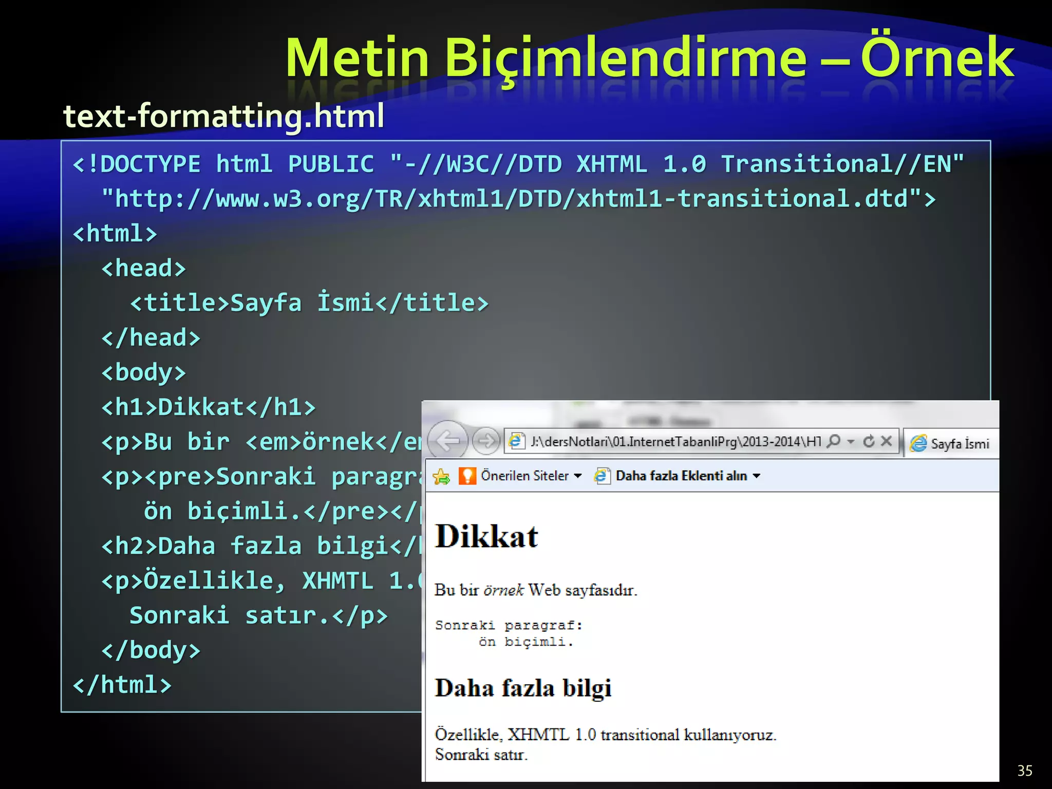Temel HTML Etiketleri ve Kullanım Örnekleri | PPT