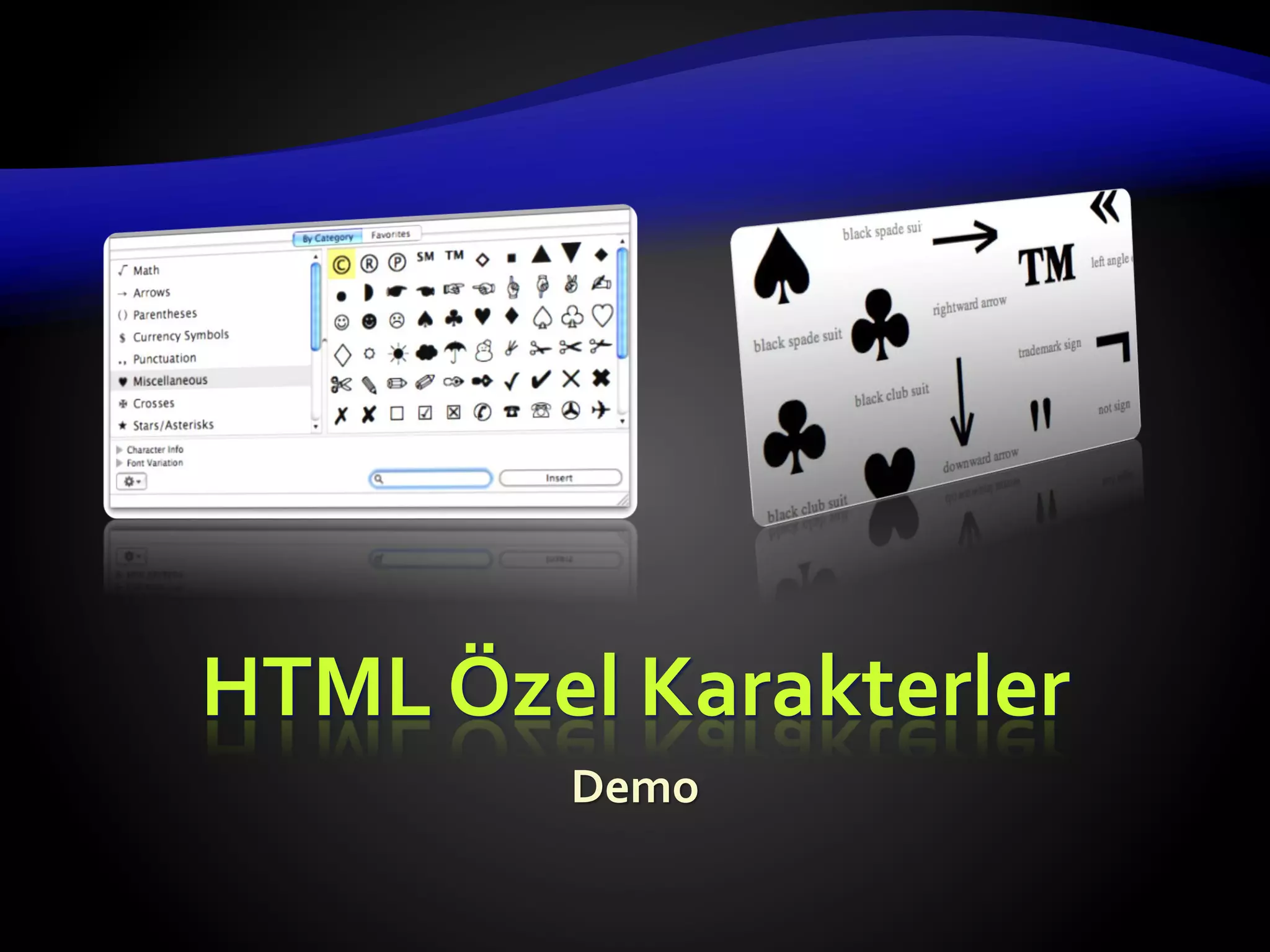 HTML Özel Karakterler
Demo
 