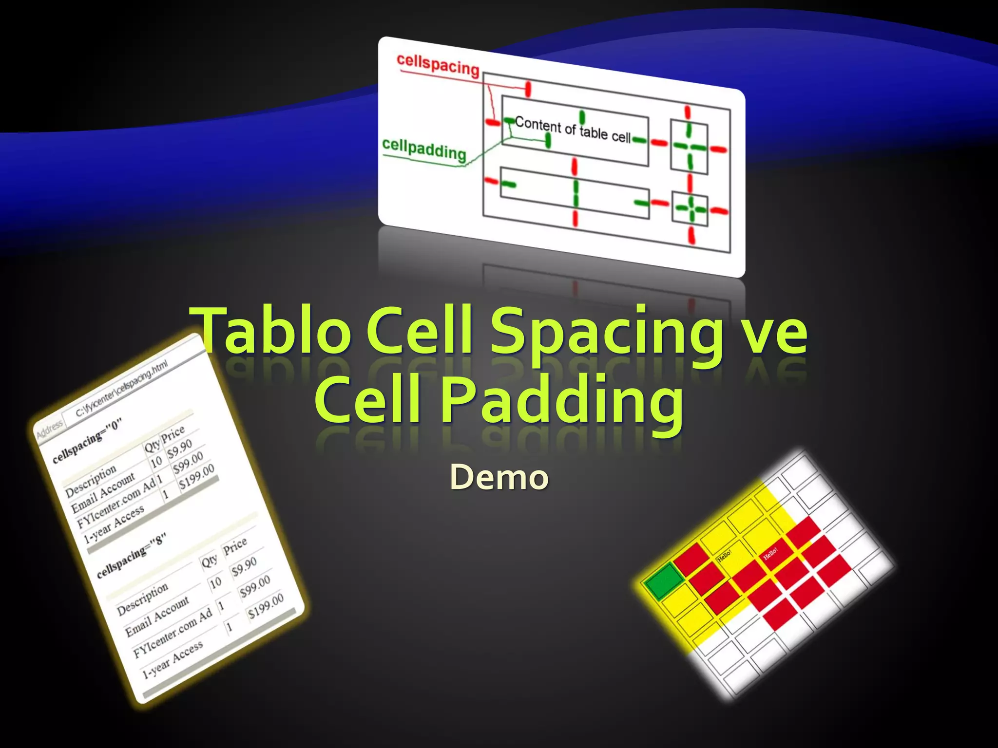 Tablo Cell Spacing ve
Cell Padding
Demo
 