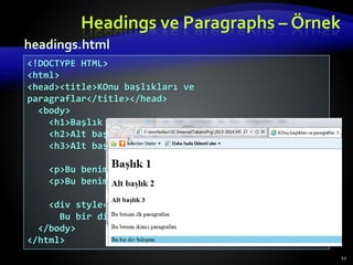 Temel HTML Etiketleri ve Kullanım Örnekleri | PDF