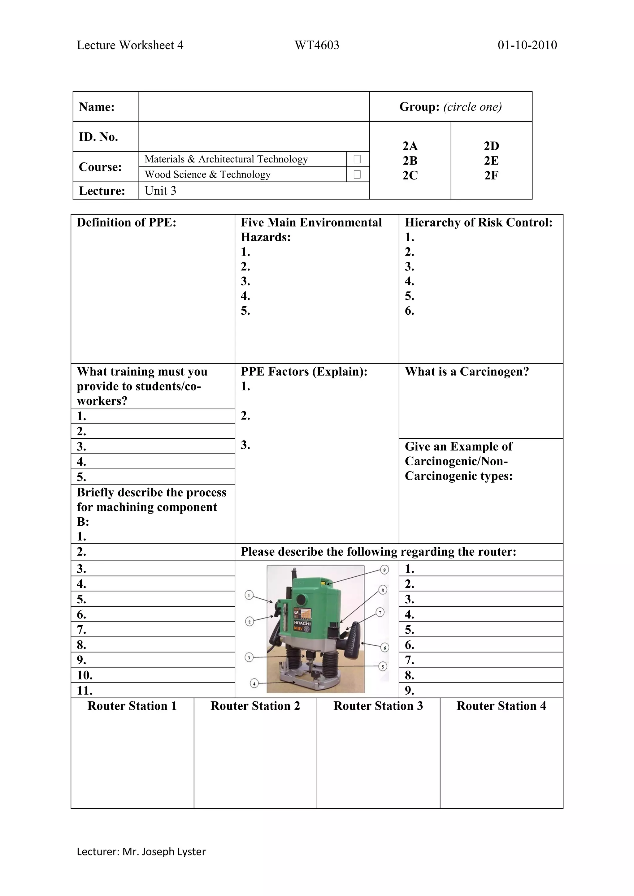 Wt4603 lecture worksheet4_01-10-2010 | PDF