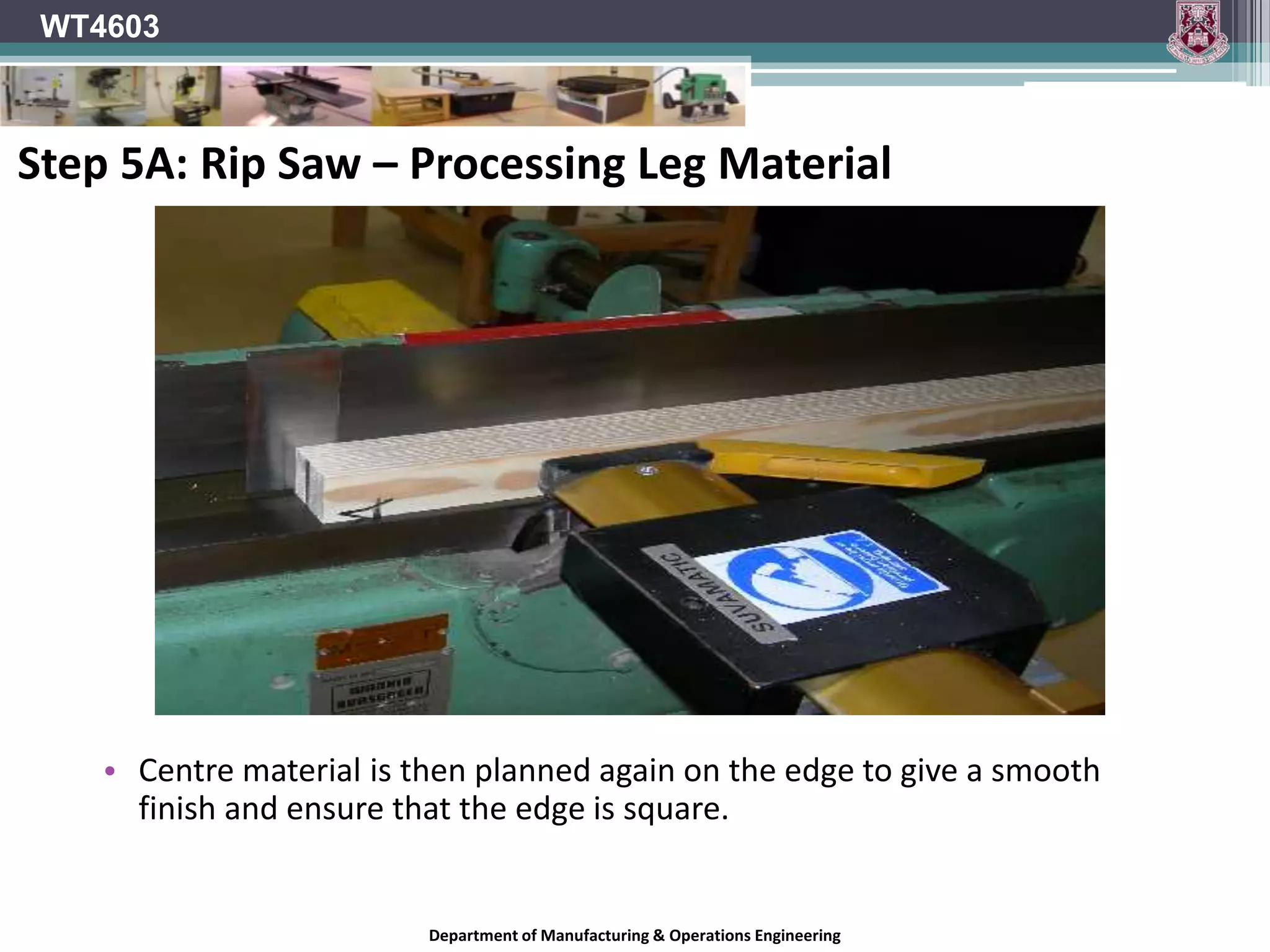 WT460387126534Step 4: Rip SawDepartment of Manufacturing & Operations Engineering
