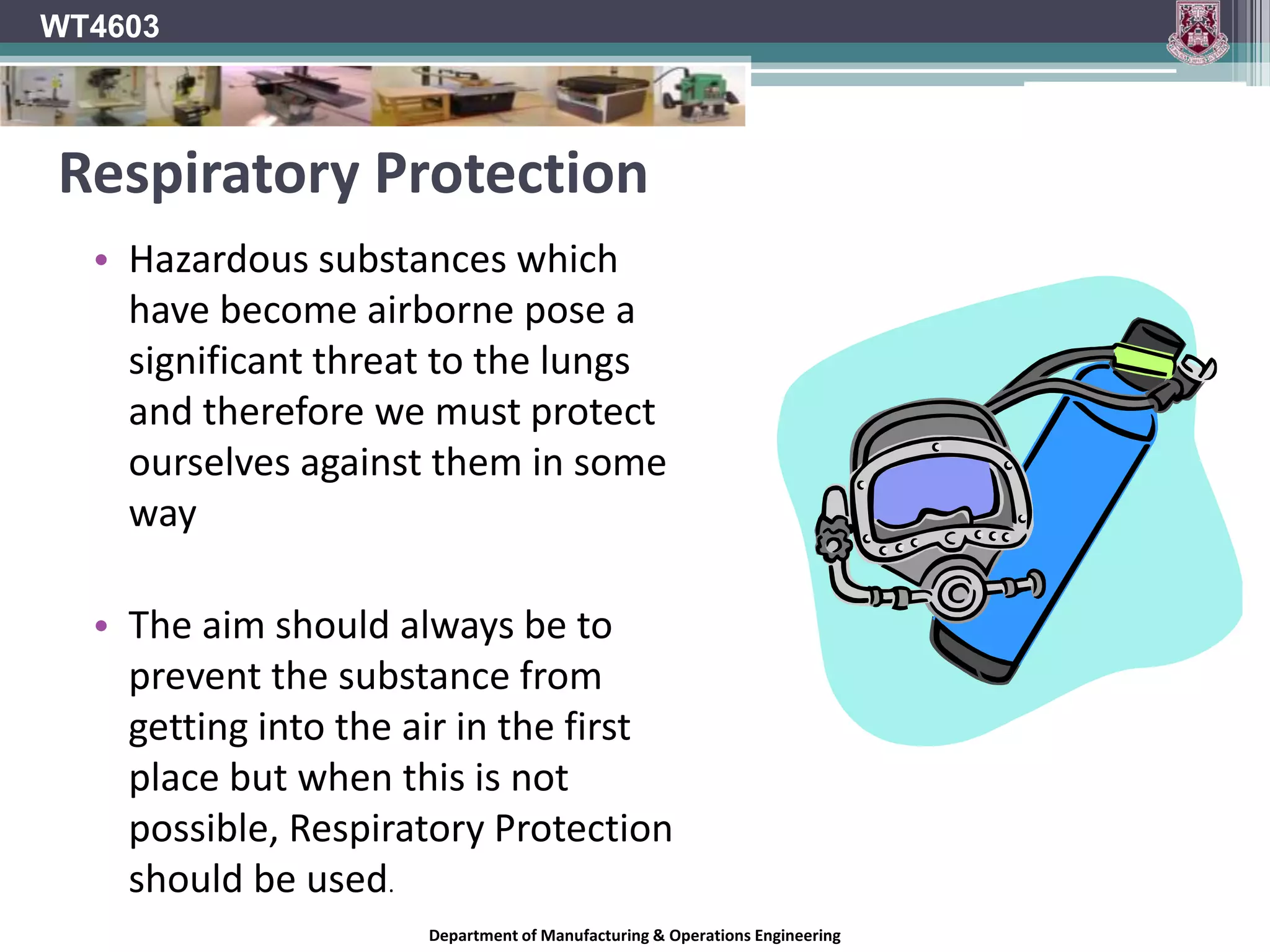 WT4603VaporsA vapor is created when a liquid or solid evaporates.EXAMPLESPetrol vapors.Wood finishesPaint.ThinnersSolventsDepartment of Manufacturing & Operations Engineering