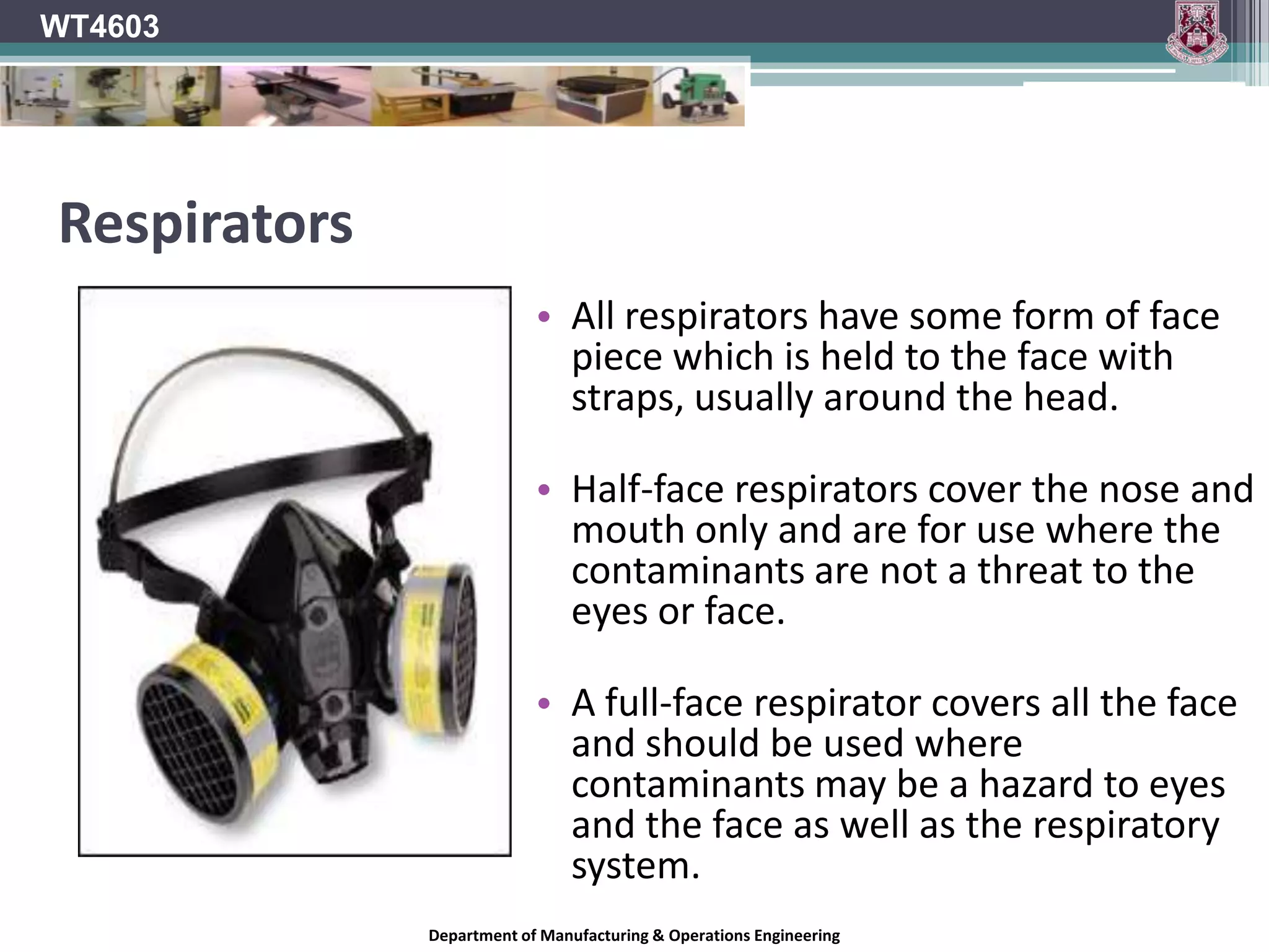 WT4603Mists and SpraysMists and sprays are made up of small droplets suspended in the air.Aerosols and spray guns, by design, create fine sprays and mists. EXAMPLESPaintWaterDepartment of Manufacturing & Operations Engineering