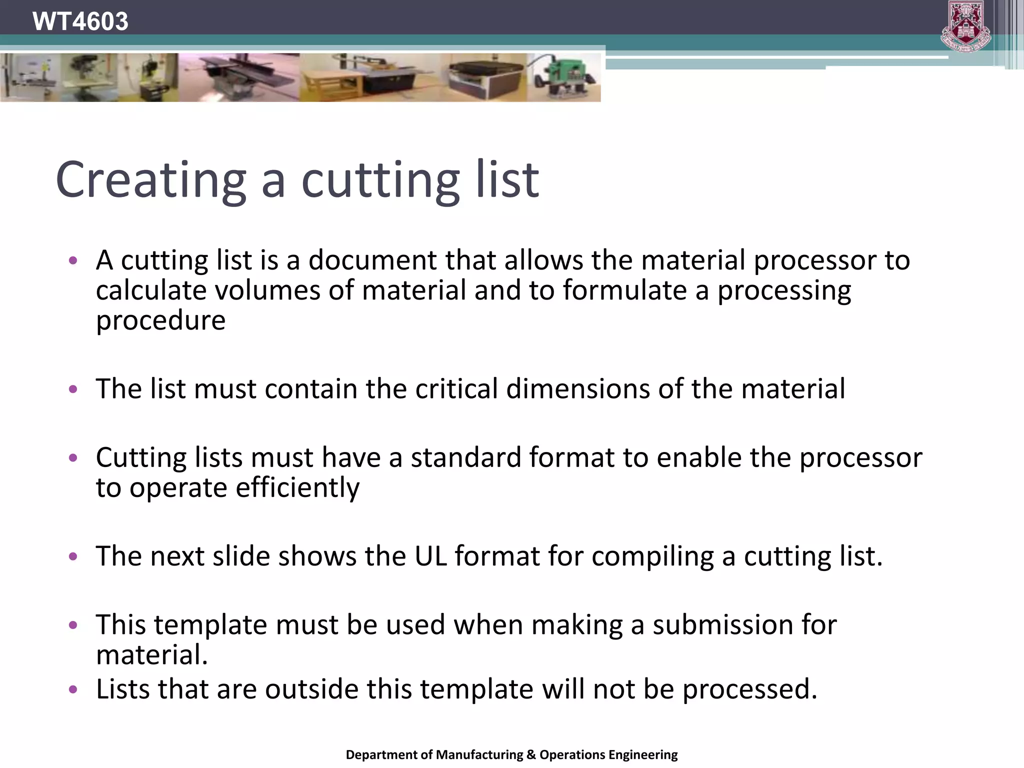 WT4603Department of Manufacturing & Operations Engineering