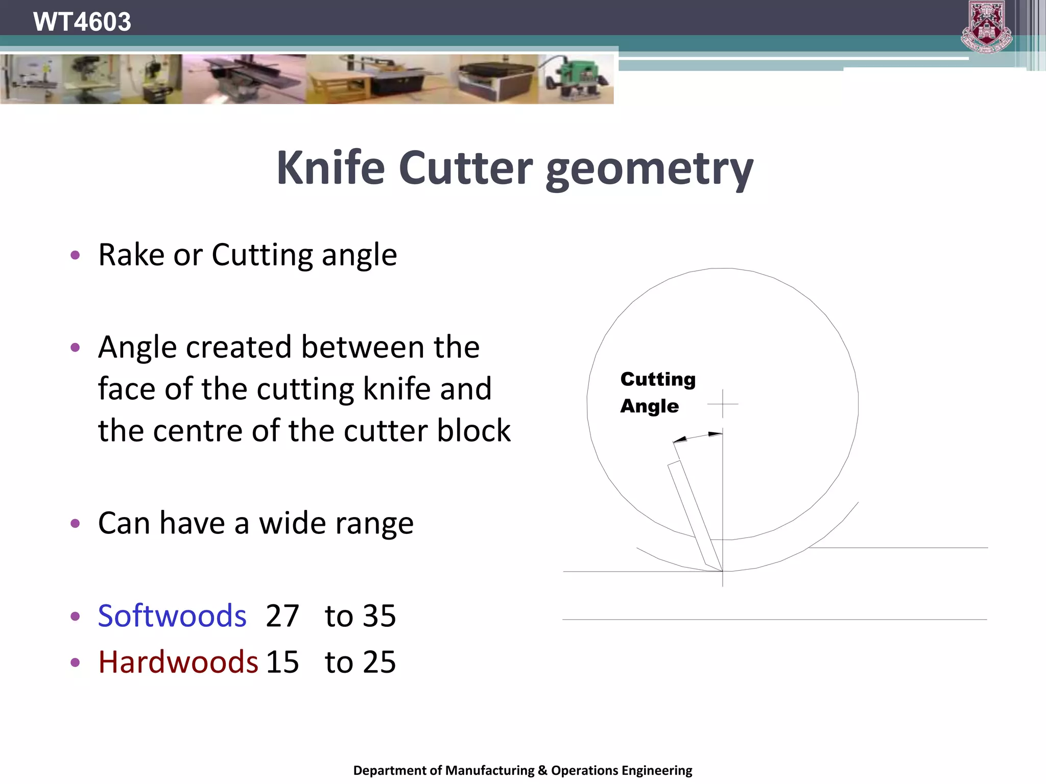 WT4603Surface PlanerTungsten carbide is a sintered compound. The fine grain powder from which the cutter will eventually will be made is compressed into a mould ( the ‘blank’ un-edged cutter required) under extremely high temperature (1500C) and pressure to form a solid block.Tungsten does not flow – it retains a granular structure and will chip rather than deform if abused.Department of Manufacturing & Operations Engineering
