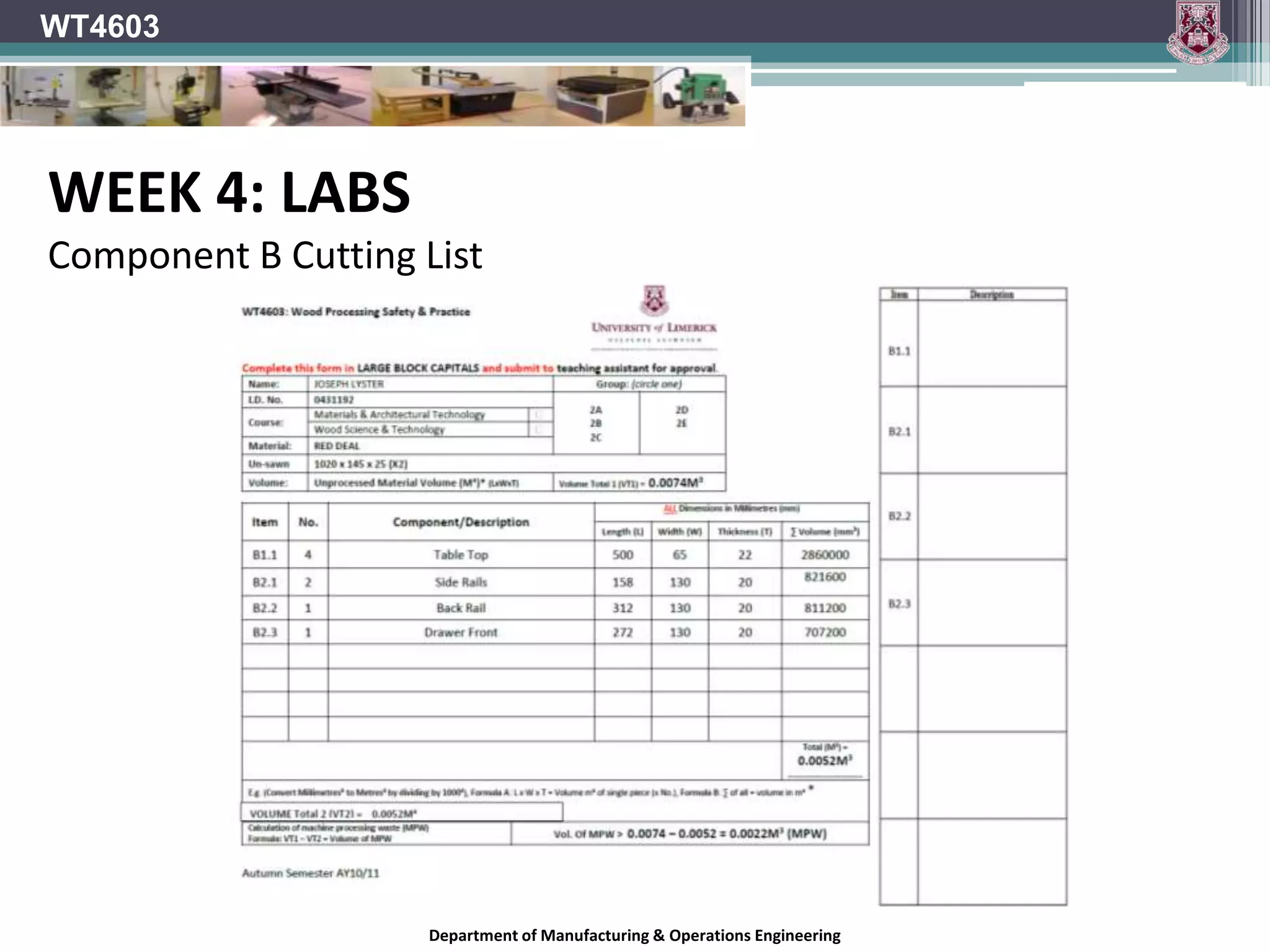 WT4603Cutters (Router bits)Cutters can have disposable or interchangeable profiles.Department of Manufacturing & Operations Engineering