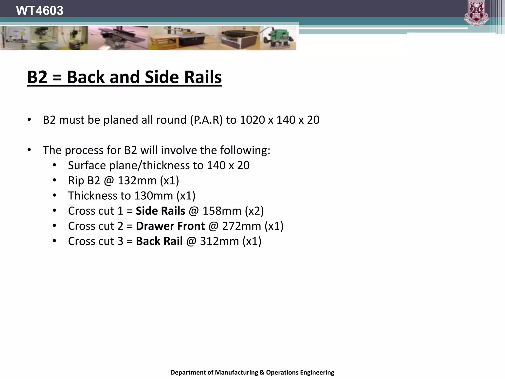 WT4603Cutter selection & feed directionDepartment of Manufacturing & Operations Engineering