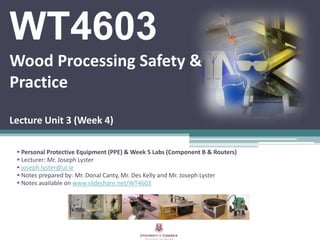 WT4603 Wood Processing Safety & PracticeLecture Unit 3 (Week 4) ,[object Object]