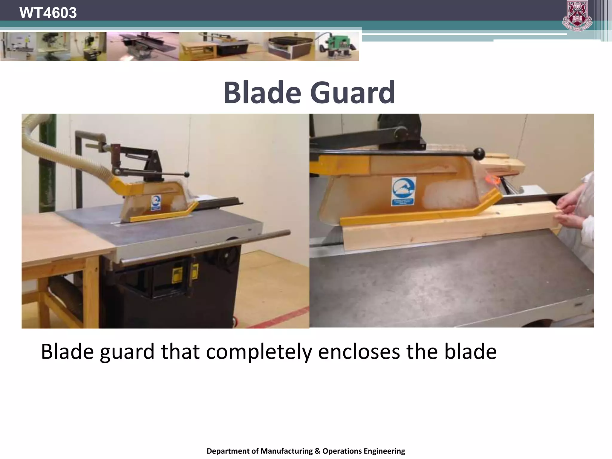 Plate TensionTC tipped blades have an extremely long life and to assist the tension factor, slots are incorporated around the edge of the blade.These allow a degree of individual expansion between segments on the plate edge.They also break up harmonic frequencies, which build up during the sawing process.WT4603Department of Manufacturing & Operations Engineering