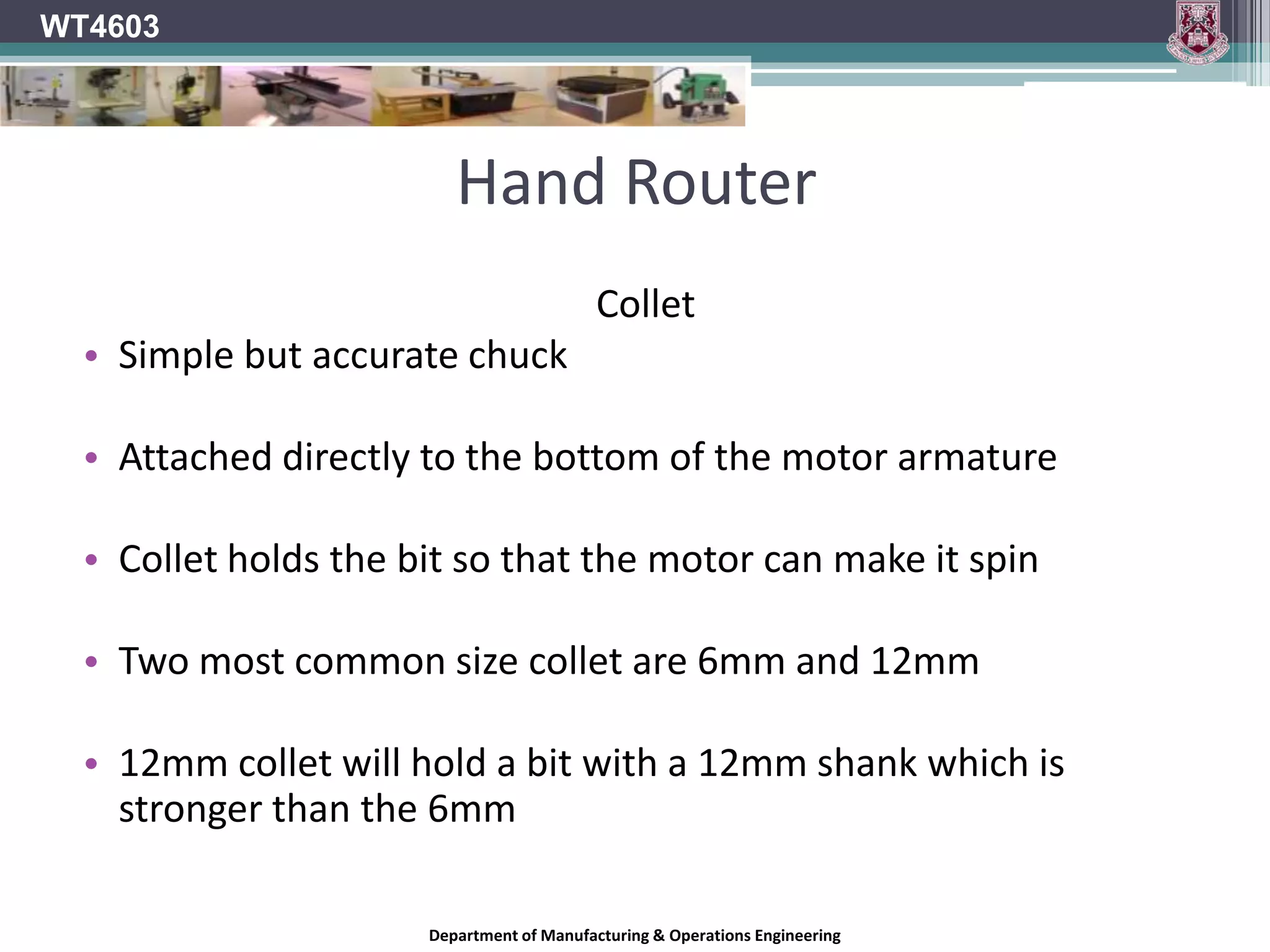 WT4603Cutter selection & feed directionDepartment of Manufacturing & Operations Engineering