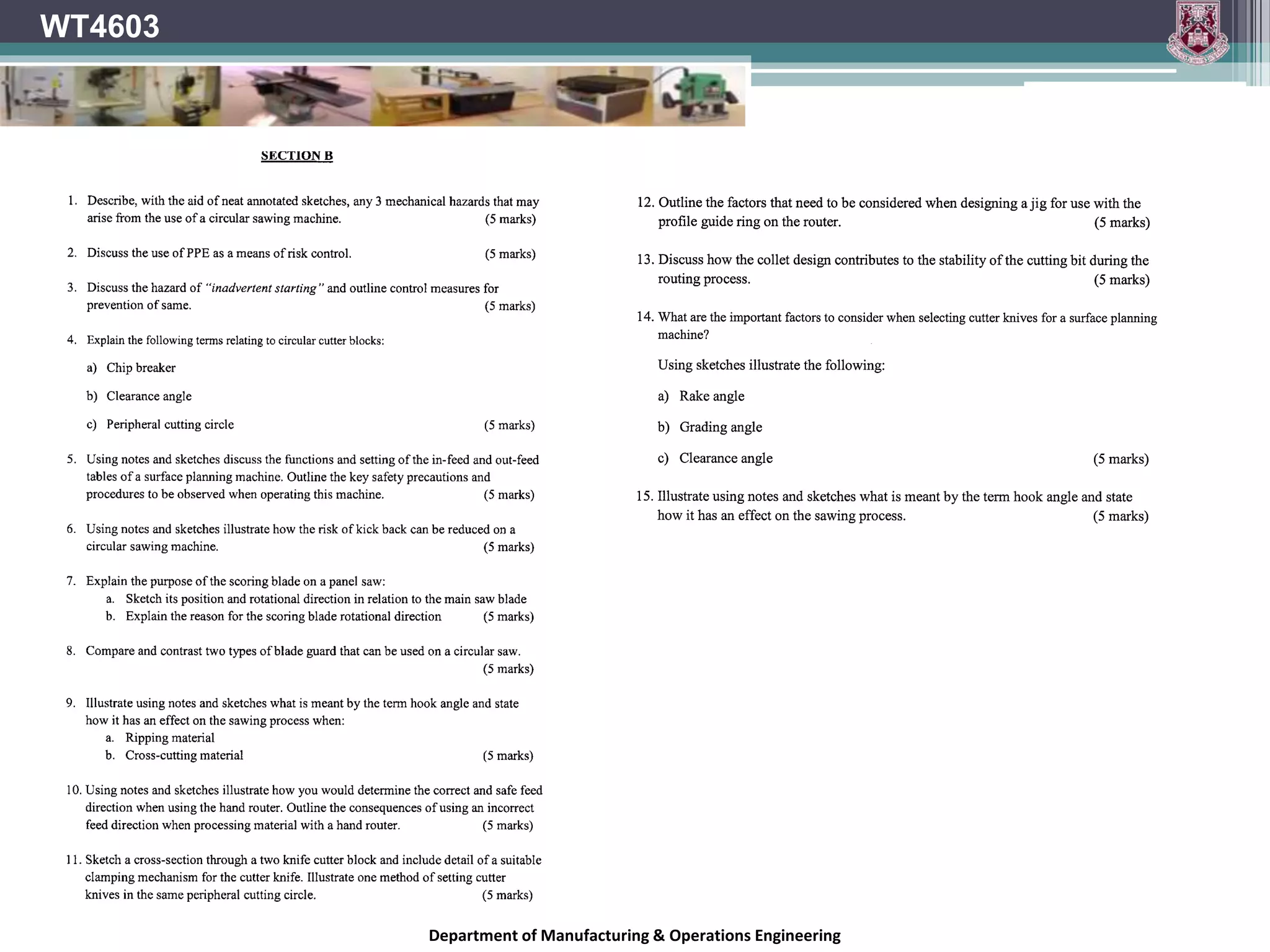 Department of Manufacturing & Operations Engineering
WT4603
 