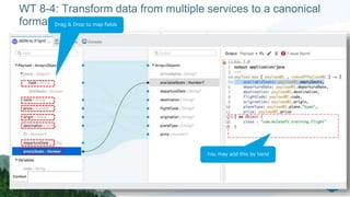 WT 8-4: Transform data from multiple services to a canonical
format Drag & Drop to map fields
You may add this by hand
 